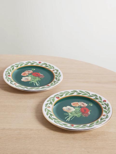 Set Of Two Gold-plated Porcelain Dessert Plates
