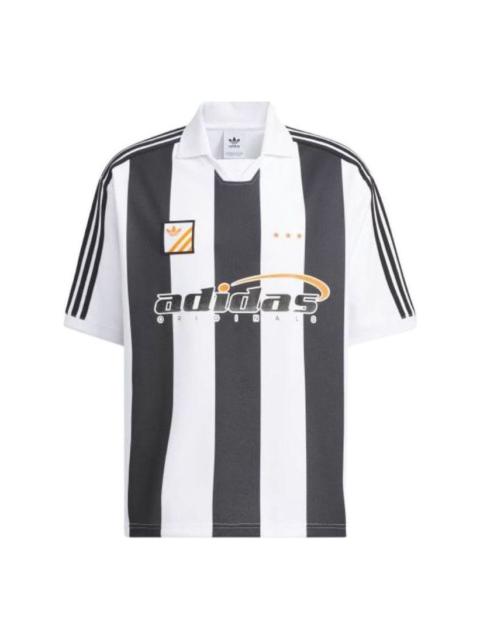 adidas Trefoil Logo Play Football Graphic Short Sleeve Polo Shirt Asia Sizing 'White Black' IW6306