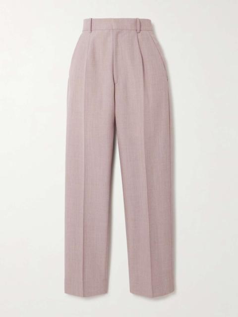 Pleated woven tapered pants
