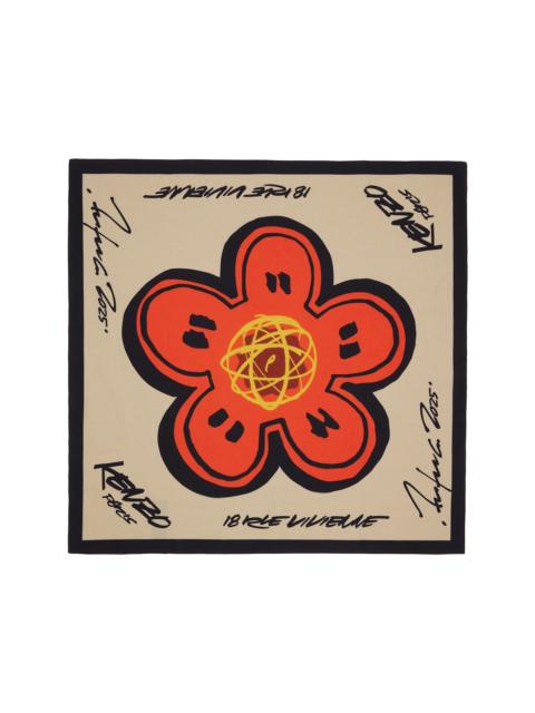 Beige Kenzo Paris Futura 2000 Edition Bandana Scarf