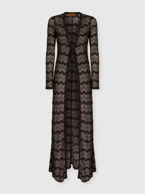 Long cardigan in zig zag lamé viscose