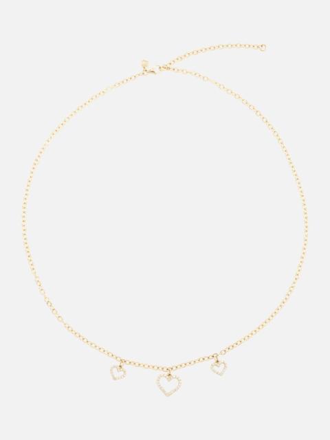 Three Hearts 14kt gold necklace with diamonds