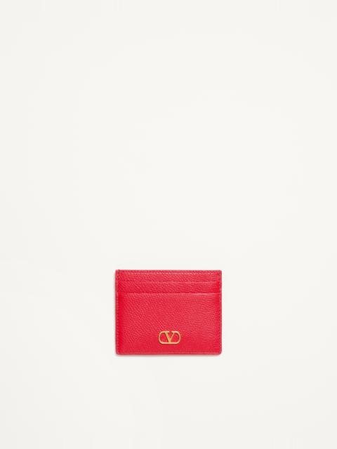 VLOGO SIGNATURE GRAINY CALFSKIN CARD HOLDER
