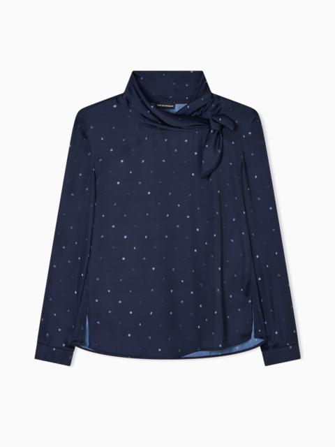 SATIN FOULARD-COLLAR BLOUSE WITH POLKA-DOT PRINT