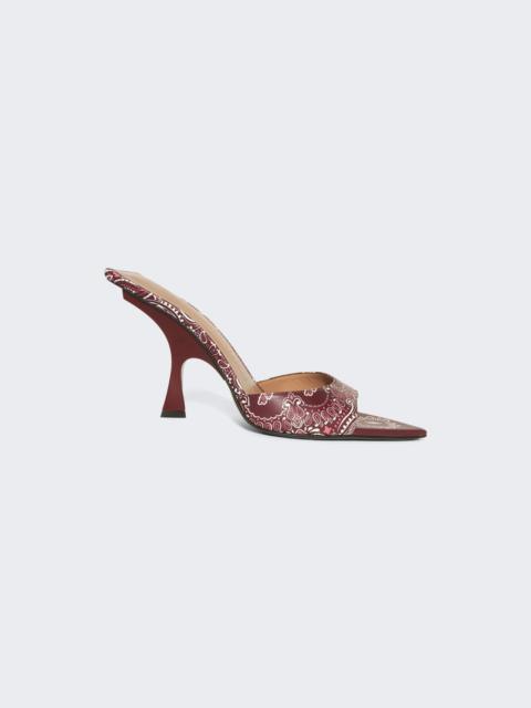 Ester Bandana Print Leather Mules Cherry Red