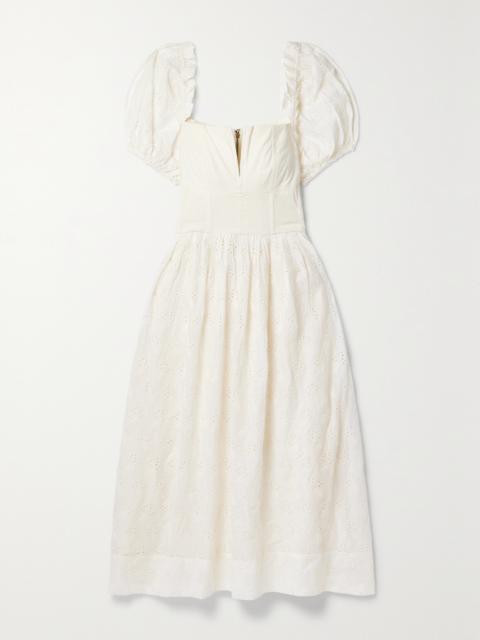 The Primrose Broderie Anglaise Cotton Midi Dress