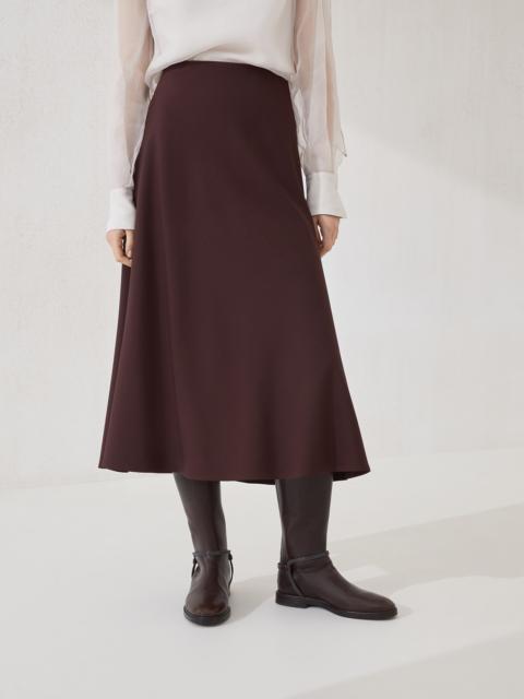 Comfort virgin wool and viscose twill flute skirt