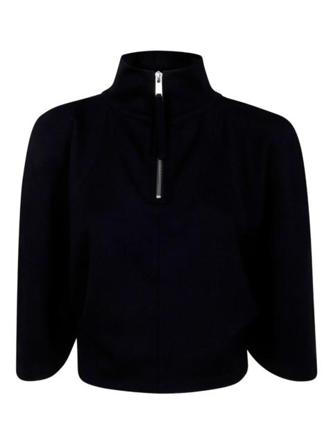 high-neck zip-front top