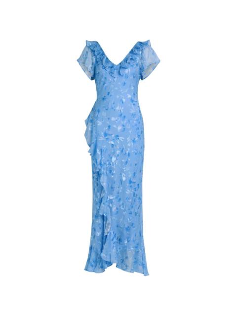 ruffled V-neck dress