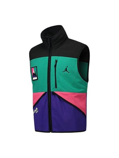Air Jordan Winter Utility Color Velvet Warm Leisure Waistcoat Men Black And Green Purple CW5985-010