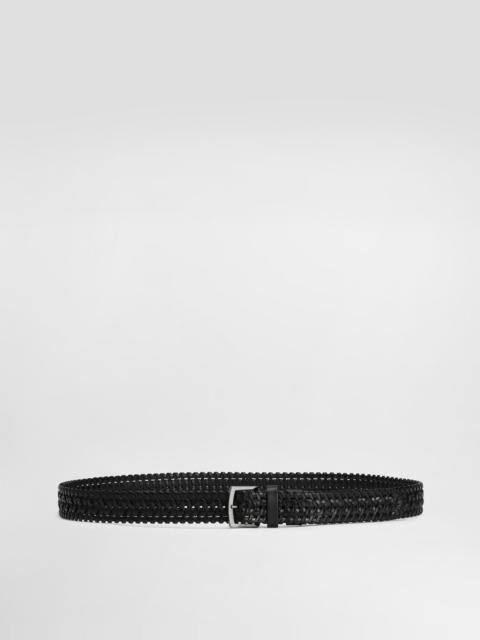 Woven leather belt