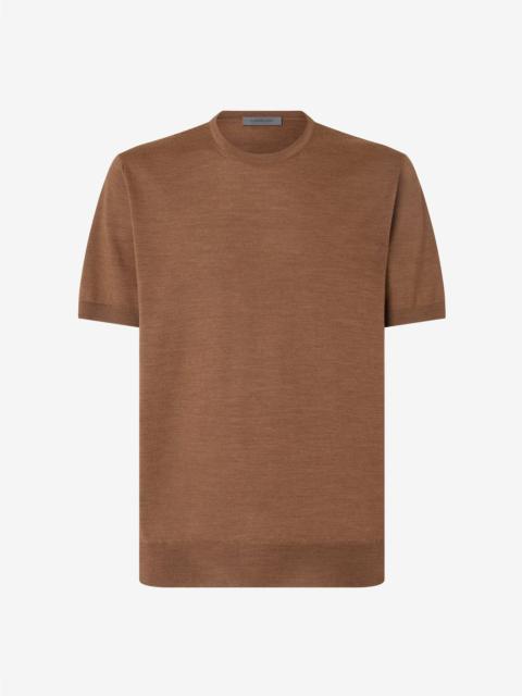Brown ultra fine 120’s wool crew neck jumper