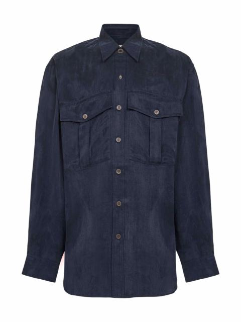 Blue cupro oversized shirt