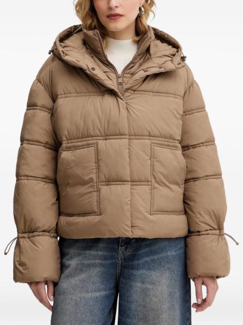 hooded pattern puffer jacket