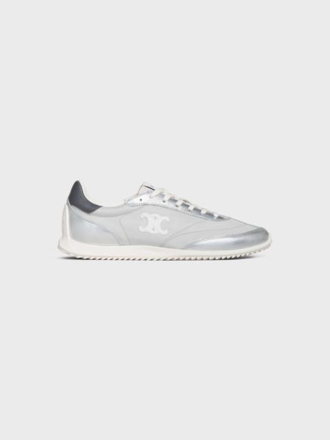CELINE RACER - LOW TOP SNEAKER WITH TRIOMPHE IN NYLON, LAMINATED CALFSKIN AND CALFSKIN