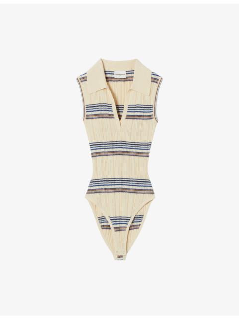 Striped Sleeveless Knitted Bodysuit