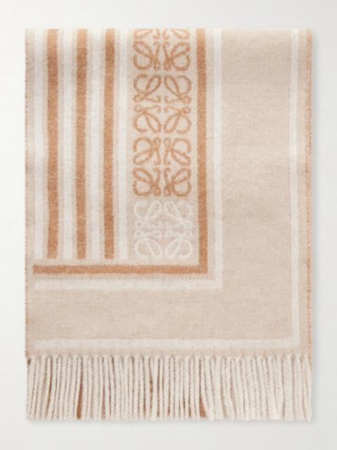Fringed Wool And Cashmere-blend Jacquard Scarf