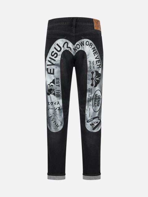 Graffiti-Style Daicock Print Slim Fit Jeans #2010