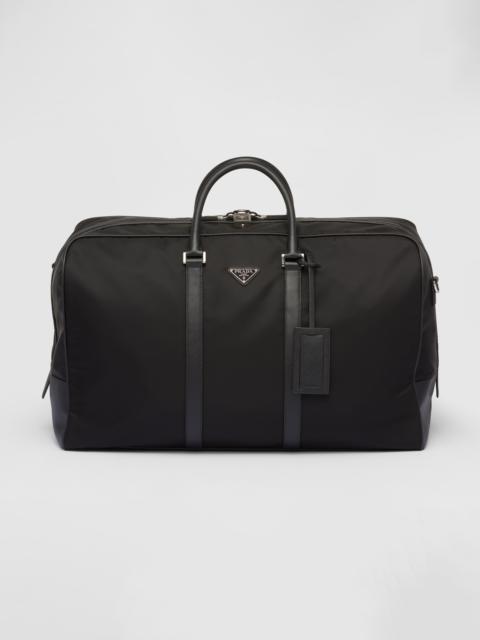 Re-Nylon and Saffiano leather duffle bag