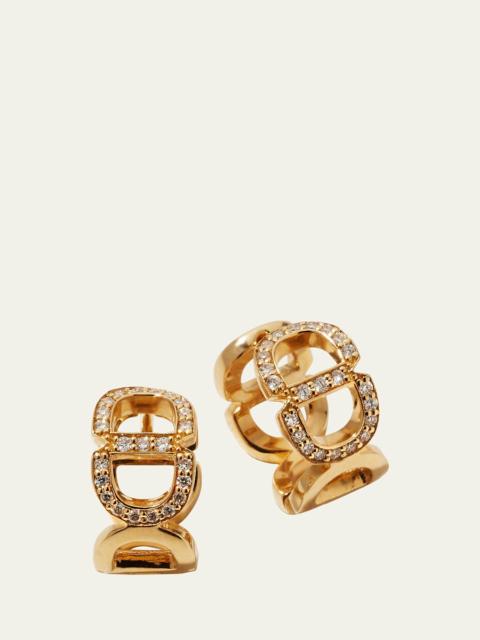14k Diamond Chain-Link Huggie Earrings