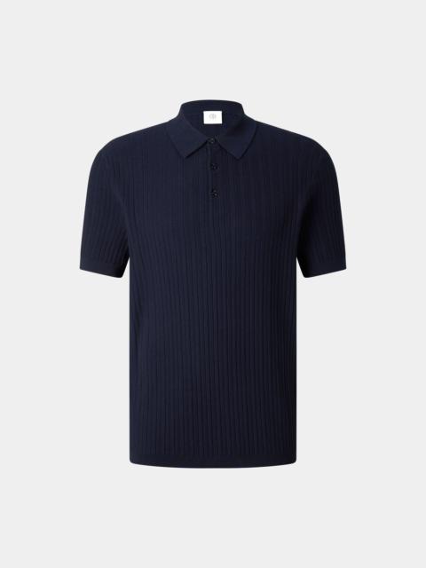 Tobias knitted polo shirt in Navy blue