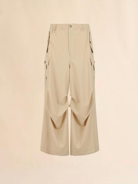 BEIGE WOOL CARGO PANTS WITH MARNI SYMBOL