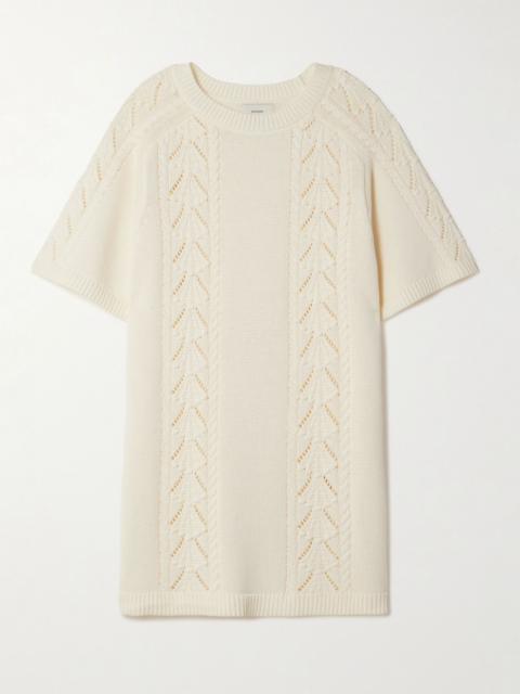 Arman cable and pointelle-knit cotton mini dress Ivory