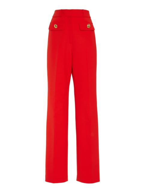 Stretch-Wool Straight-Leg Pants red