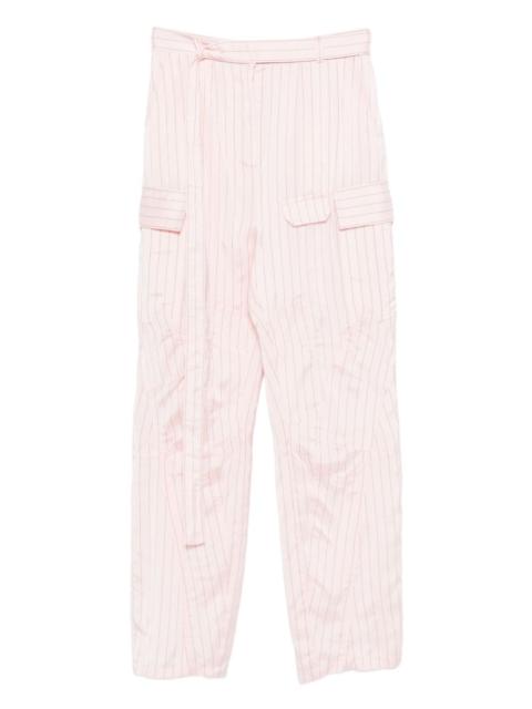pinstripe-pattern cargo-pocket trousers