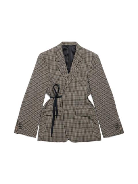Women's Wrap Tailored Jacket in Khaki/brown