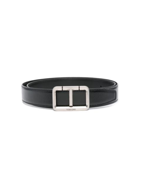 logo-buckle leather belt
