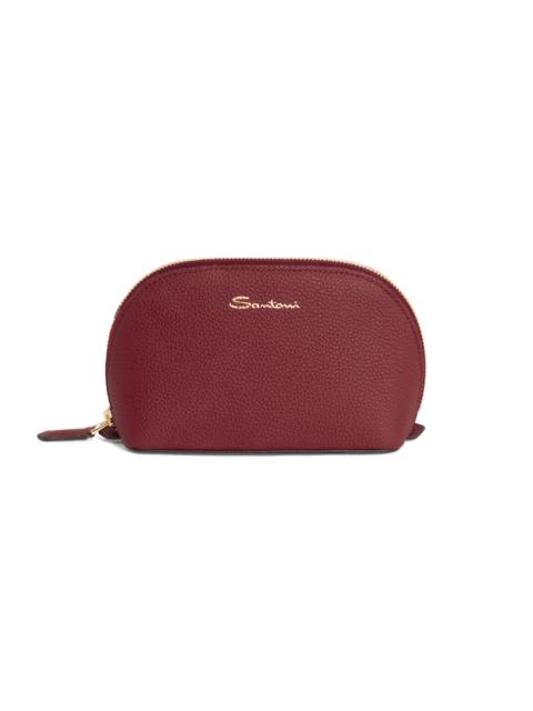 Red tumbled leather pouch