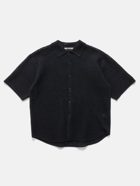 Cotton Mesh Knit Half Sleeved Shirt Dark Navy