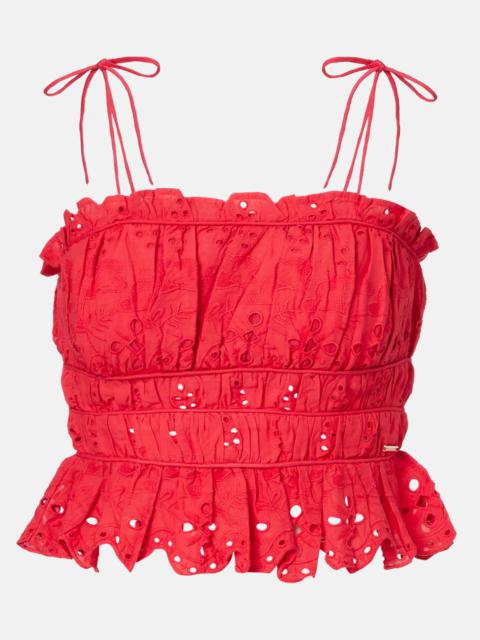 Broderie anglaise cropped cotton top