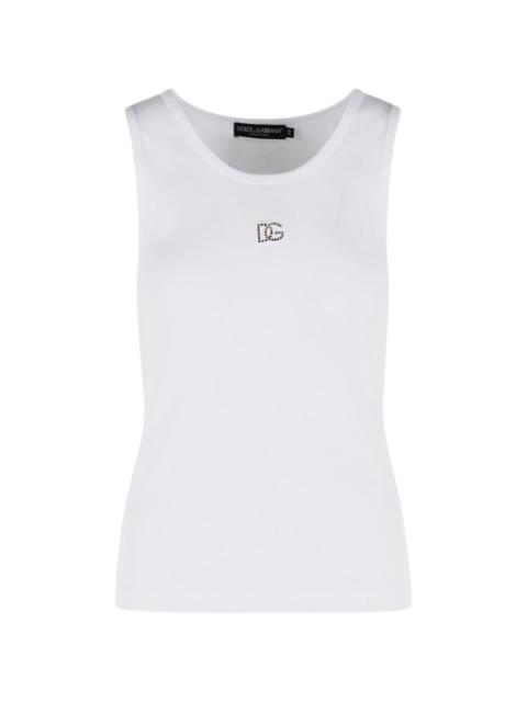 ribbed logo tank top