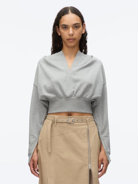 Long Sleeve Cropped Sweatshirt with Snaps