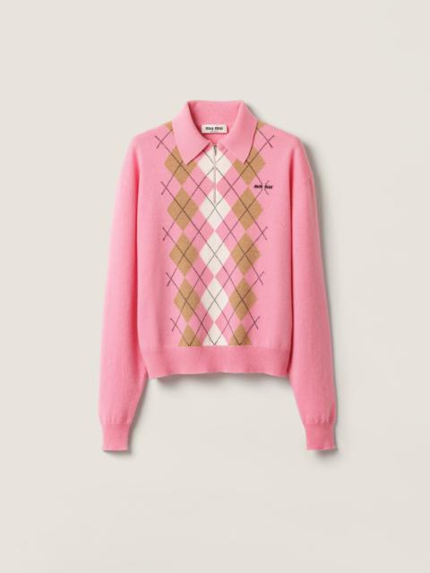 Cashmere half-zipper polo shirt