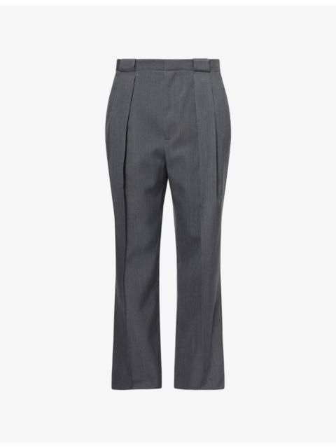 Pleated Straight-Leg Wool Trousers