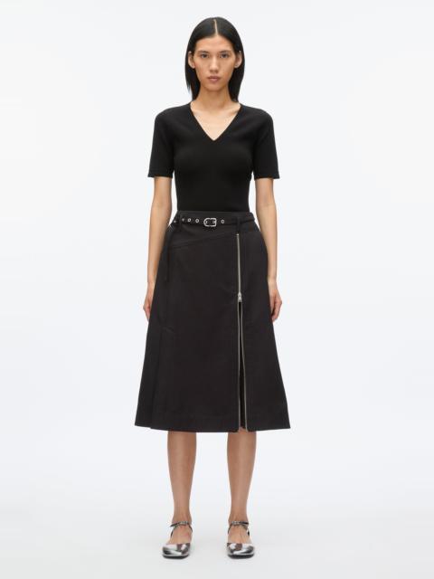 Utility Skirt with Zip Chiffon Godet