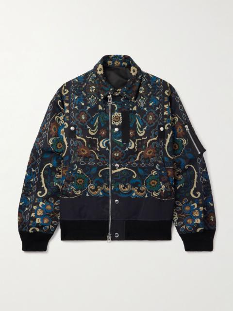 Floral-Print Cotton-Blend Bomber Jacket Navy