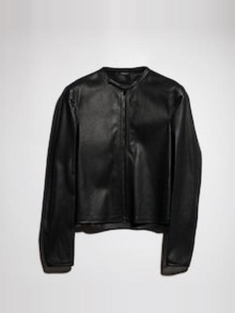 Perforated stretch leather zip jacket