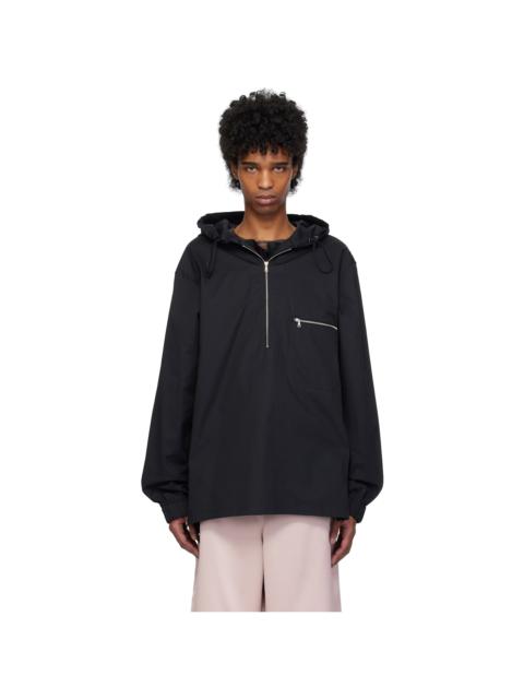 Black Cotton Twill Hoodie