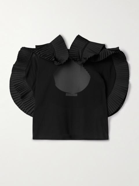Crepe De Chine And Pleated Poplin Blouse