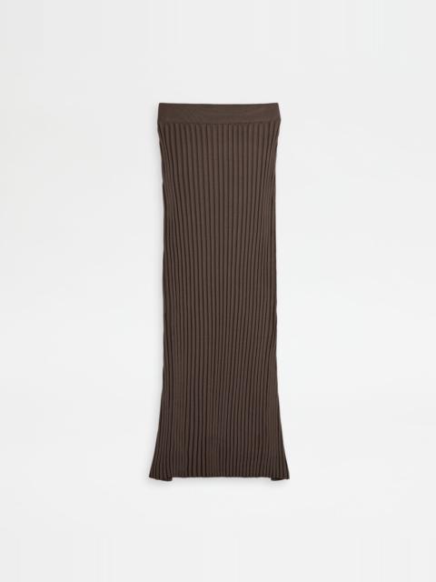 SKIRT IN SILK - BROWN
