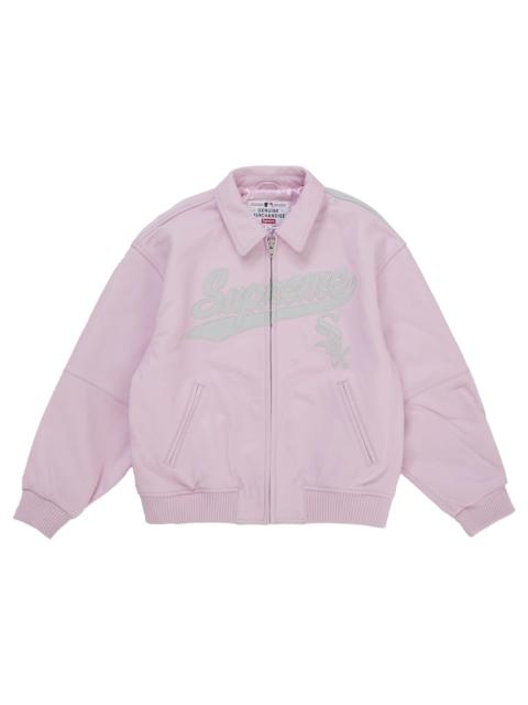 Supreme Chicago White Sox Leather Varsity Jacket Pink