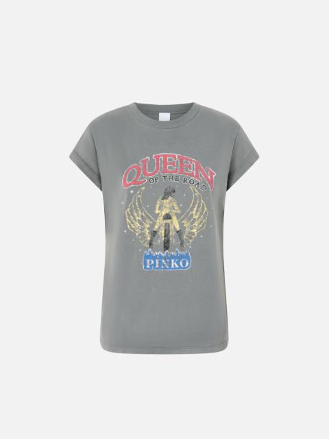 QUEEN OF THE ROAD BIKER PRINT T-SHIRT