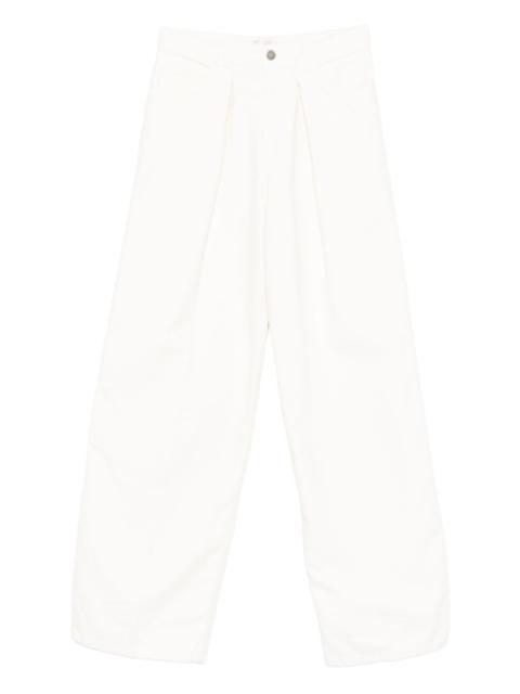 pleated denim trousers
