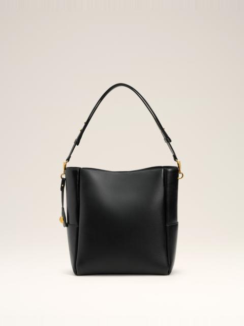 BLACK SMOOTH LEATHER CARROUSEL BUCKET BAG