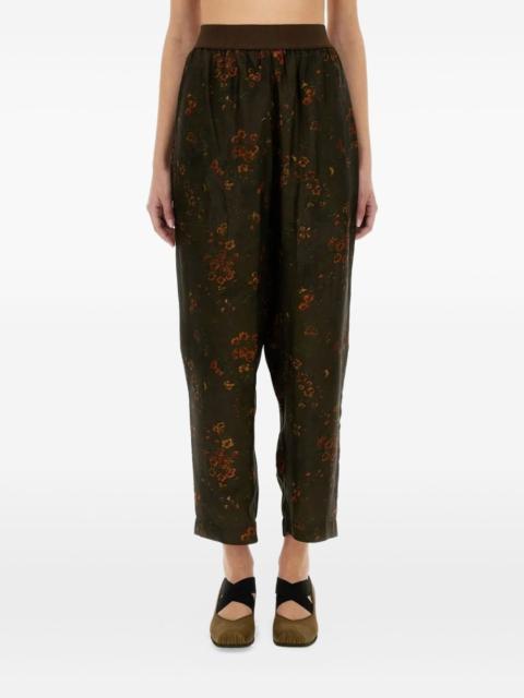 floral-print elastic-waist trousers