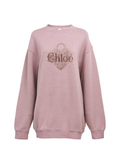OVERSIZED LOGO SWEATER IN CHINÉ FLEECE